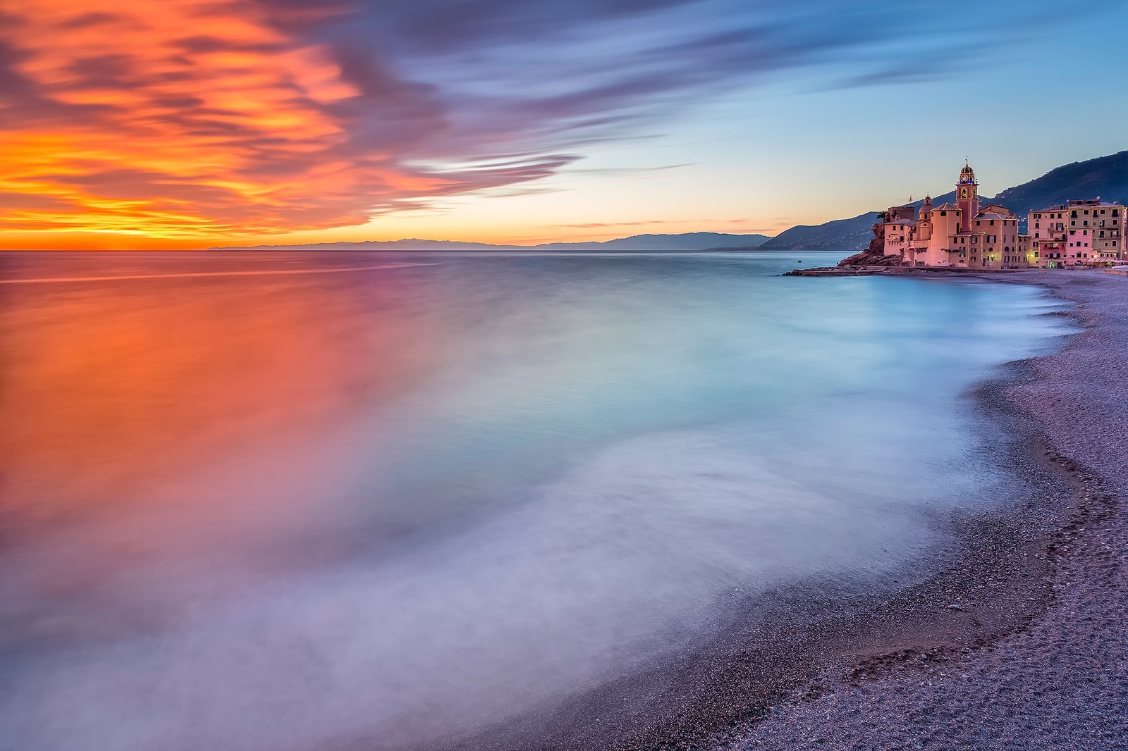 Landscape nature sea beach horizon italy hills building Custom Gaming Mat Desk