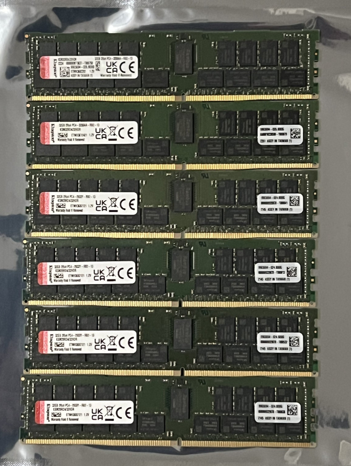 Lot of 6 Kingston 32GB PC4-2933Y & PC4-3200 ECC Server Memories-KSM32RD4/32HDR ✔