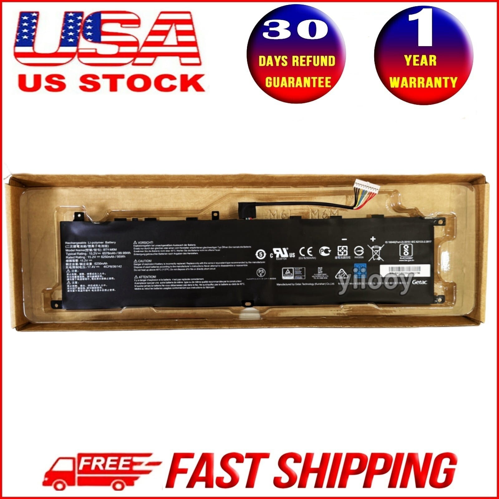 Genuine 99.9Wh BTY-M6M Battery for MSI GS66 10SF 10SFS 10SGS GE66 10SD 10SE GE76