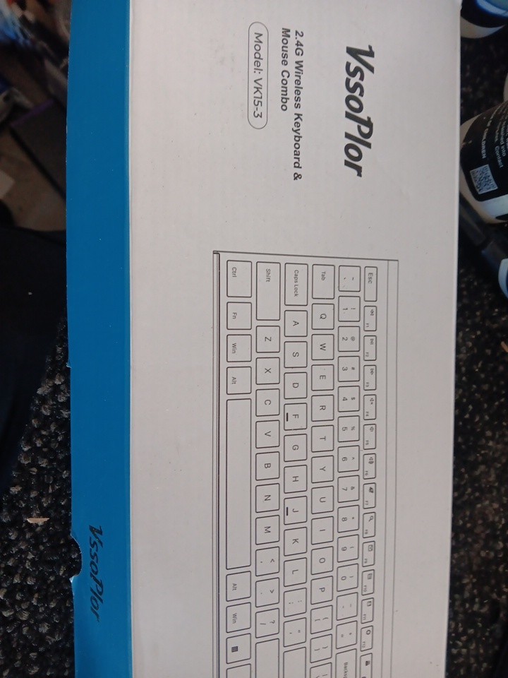 Vssoplor Wireless Keyboard &Mouse Set 2.4GHz Rechargeable Compact Quiet Open Box