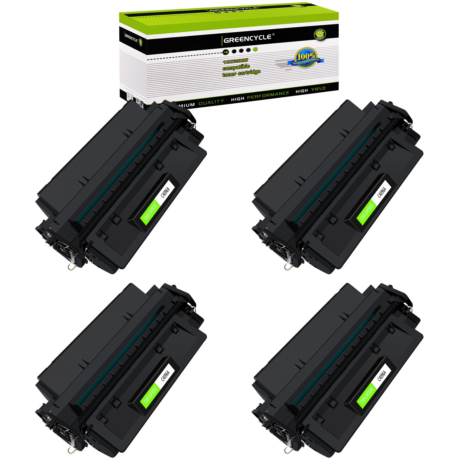 4PK GREENCYCLE C4096A 96A BK Toner Cartridge For HP LaserJet 2200dn 2200 2100se