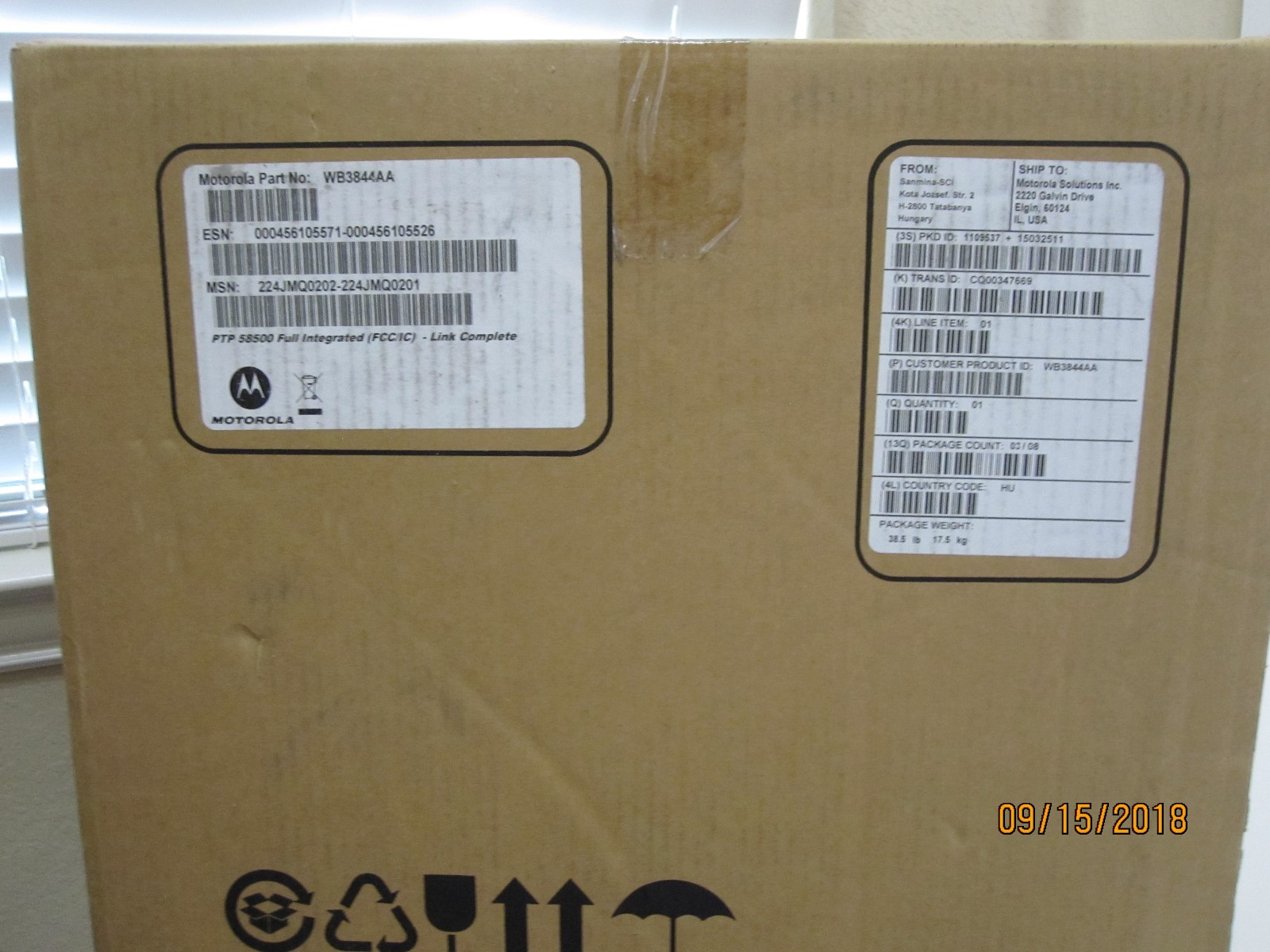 MOTOROLA PTP58500 Full intergrated 5.8GHz,MODEL:WB3844AA