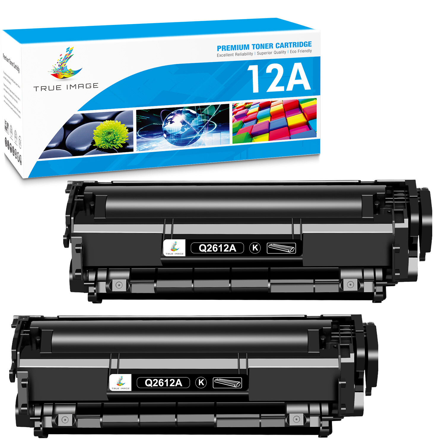 2 Pcs Q2612A 12A Toner Cartridge Replacement For HP LaserJet 1015 1020 1022 1012