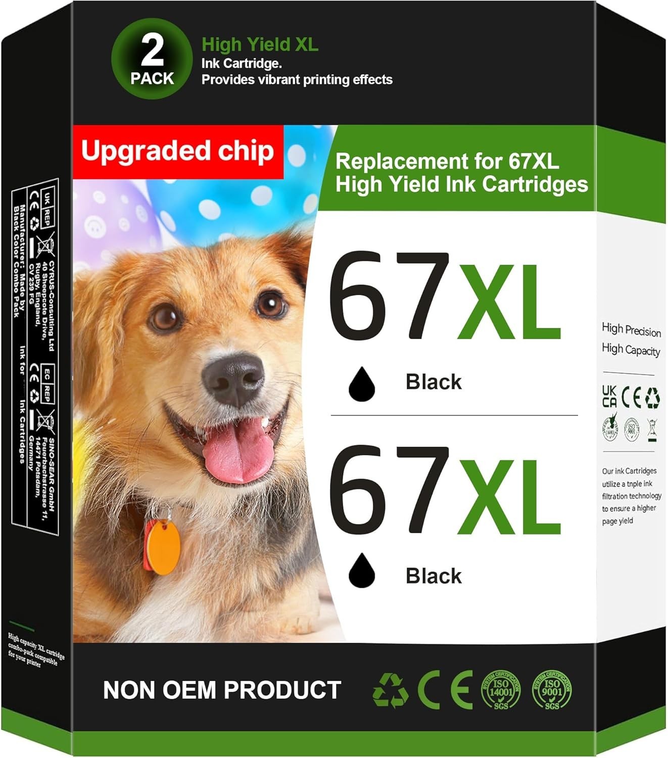 2PK 67XL Ink Cartridges Black For HP 67XL Black DeskJet 2700 2755 4155 Envy 6455