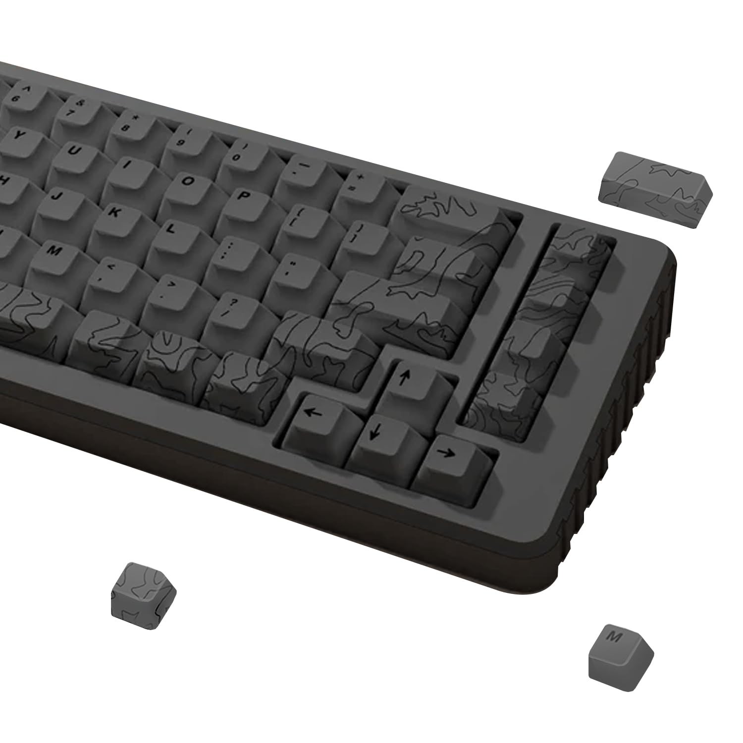 Topo Canyon Dye Sub PBT Keycaps 164 Key Set Cherry Profile 1.7mm Thick Gray