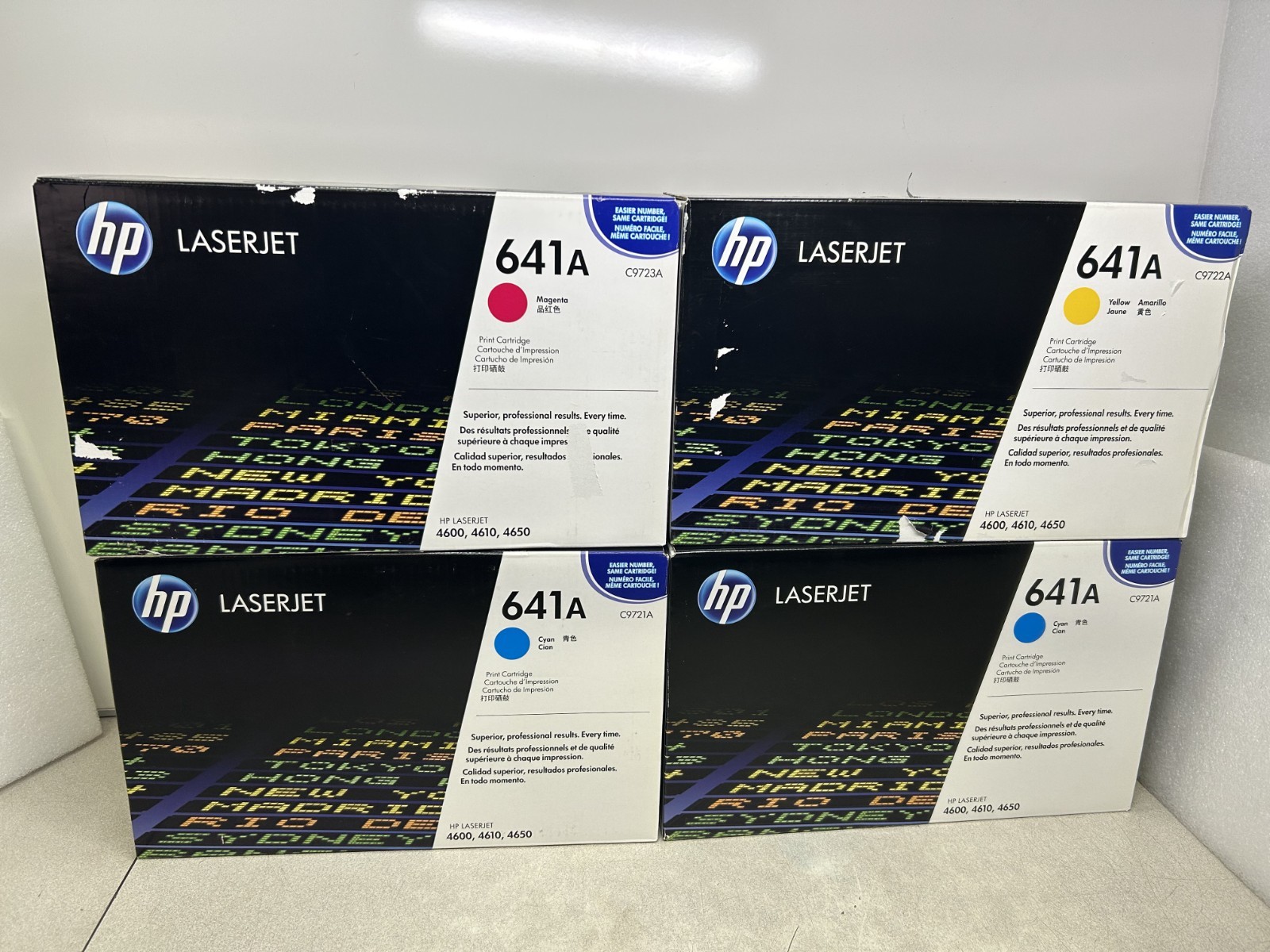 Lot of (4) N.O.S. HP 641A Laserjet (2) C9721A, 9722A & 9723A Print Cartridge