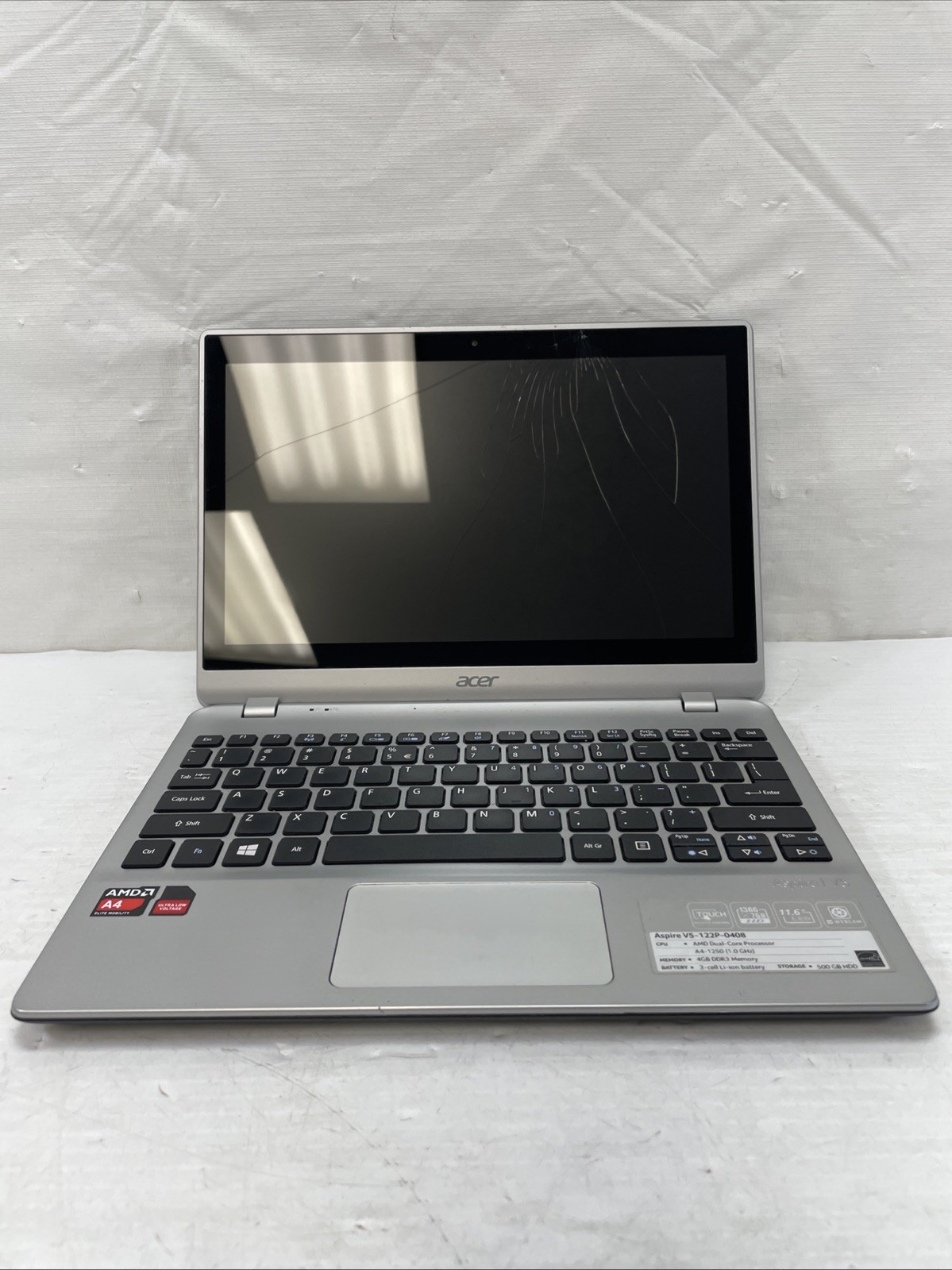 Acer Aspire V5-122P-0408 11.6" AMD A4-1250 1.0GHz 4GB RAM 500GB HDD Win10 Pro