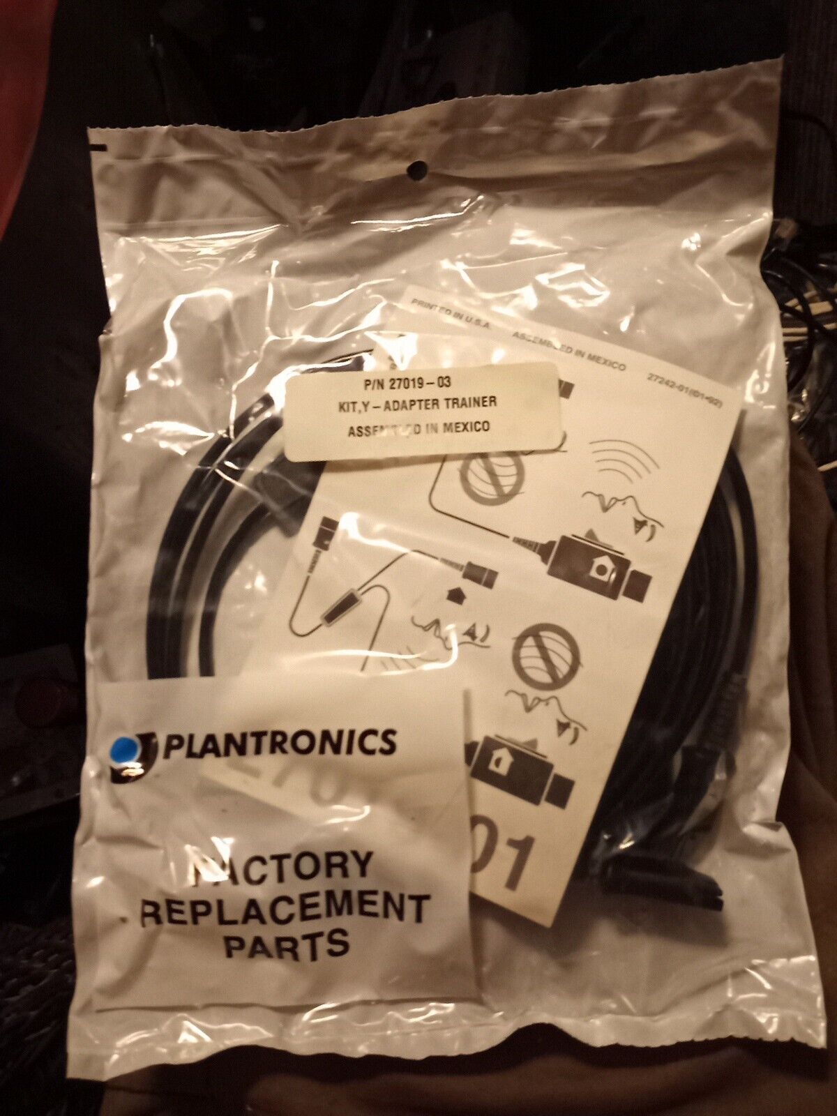 Plantronics 27019-03 In-Line Y Adapter Trainer Cable For H Series and P Series