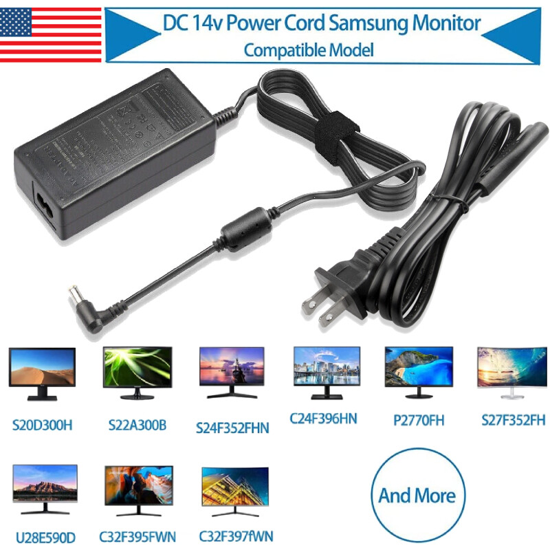 14V 3A Power Supply for Samsung Monitor SyncMaster Screen TFT LED LCD TV Display