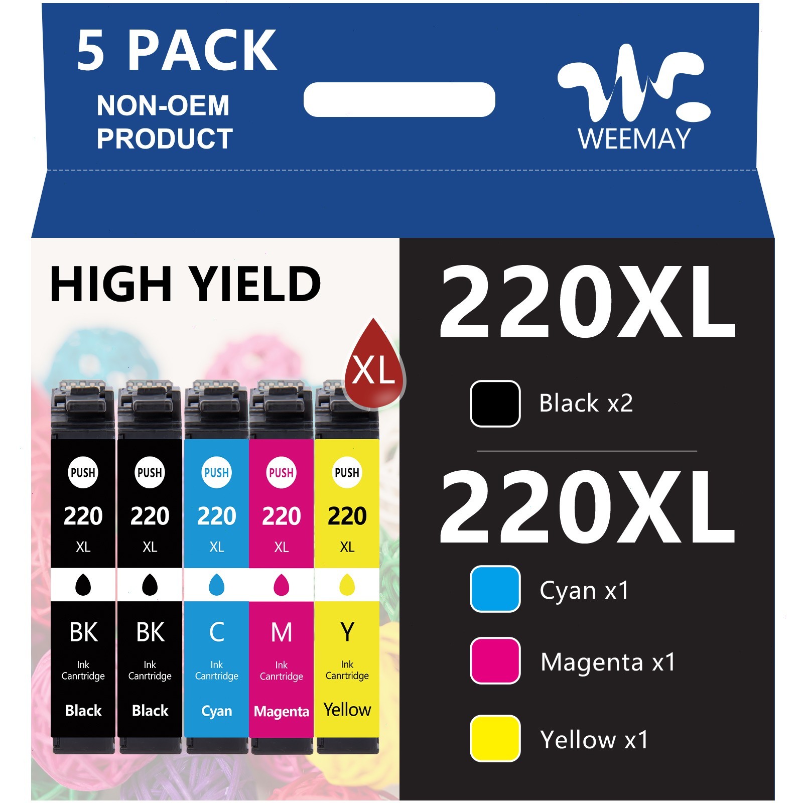 5PK T220XL 220XL Ink For Epson WorkForce WF-2630 WF2660 WF2760 XP-420 XP-424 320