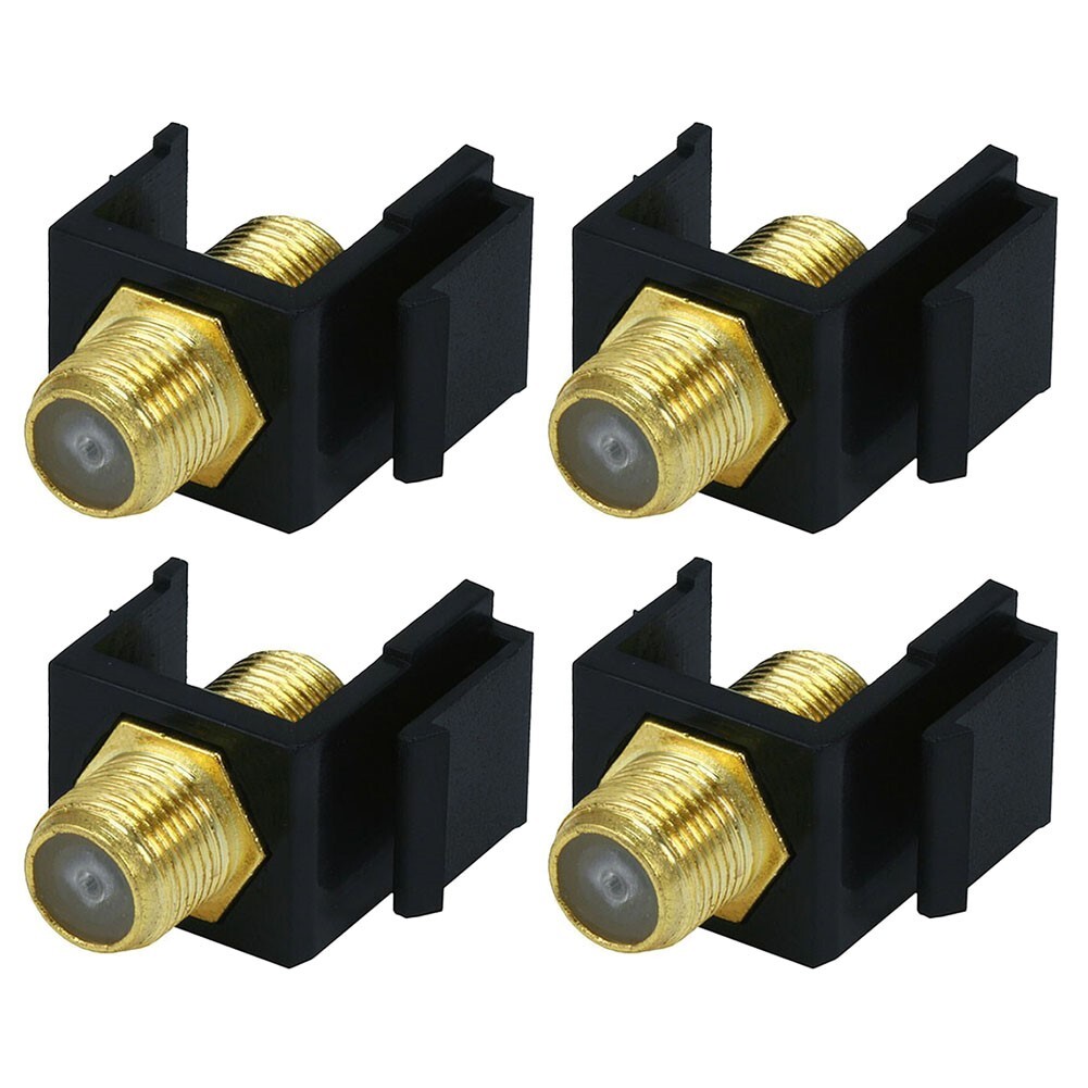 4 Pcs F Type Female Coax Snap-in Modular Jack Insert for Keystone Wall Plate 