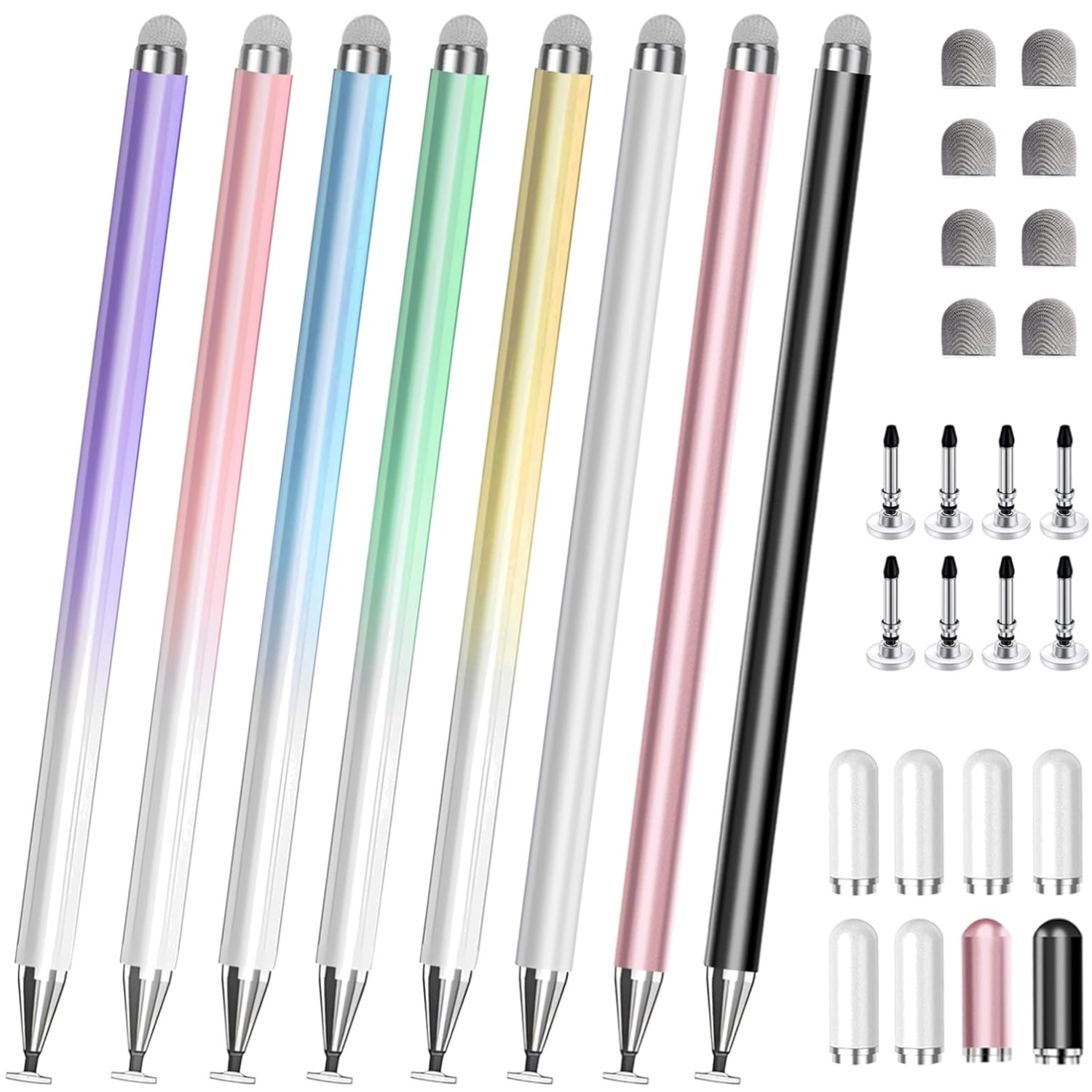 Fine Tip Drawing Stylus for iPad iPhone Android [8 Pack]