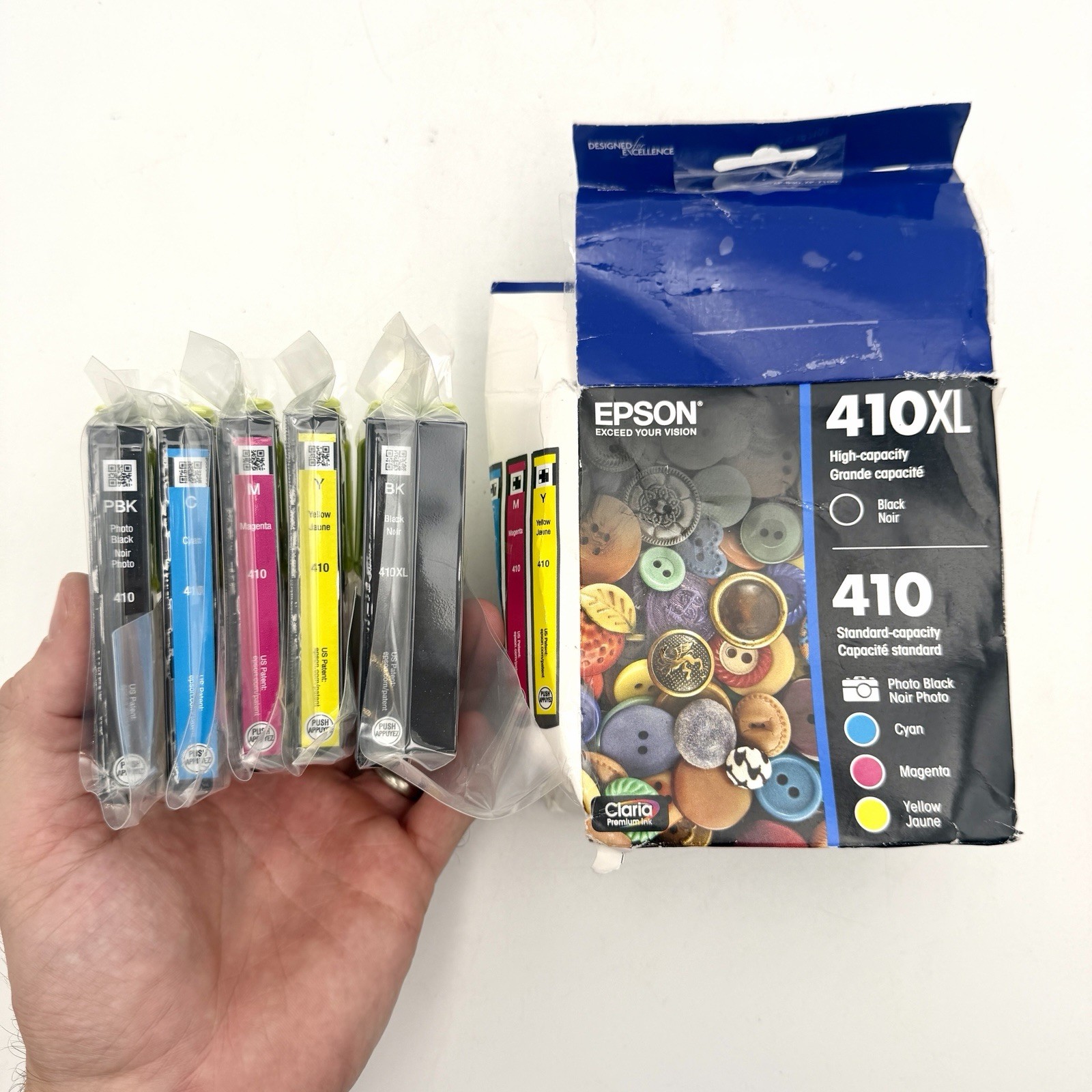 Genuine Epson 410XL 410 Ink Cartridges 5 Pack Combo Black + Color Exp. 05/2028