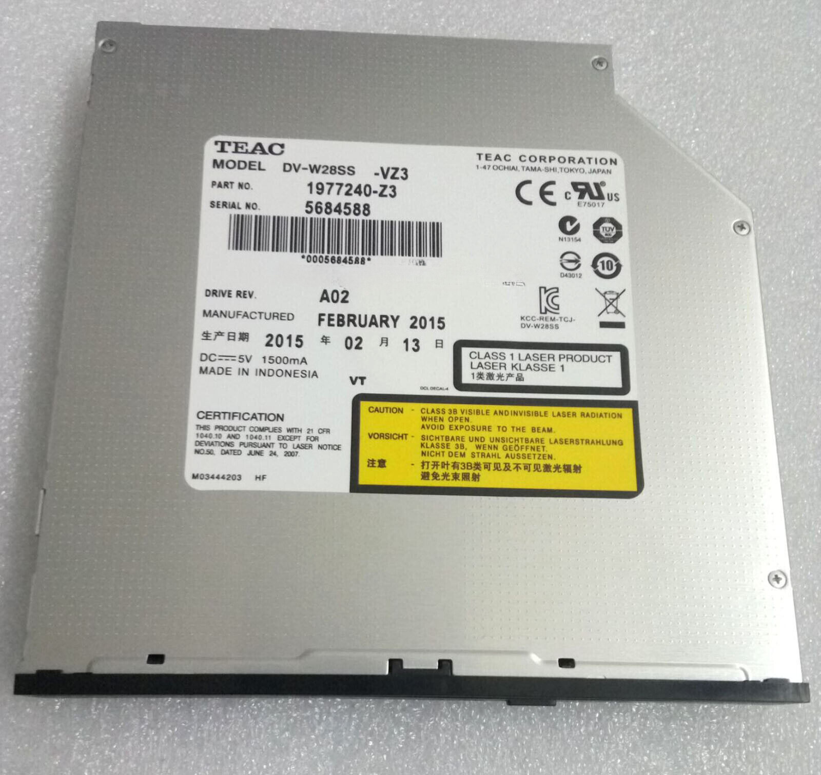 TEAC DV-W28SS SATA Slot Load CD DVD Rewriter Burner Drive 12.7mm DVD RW Burner