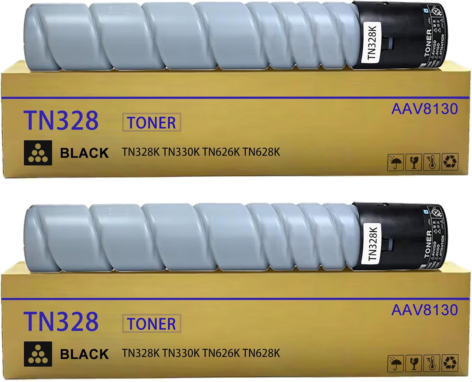 Chip 2-Pack Toner Cartridges Black TN328K TN328 TN-328 Konica Minolta Bizhub BN