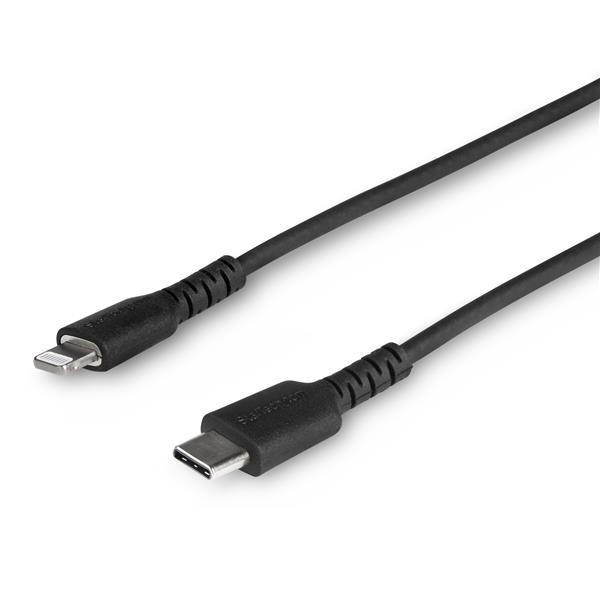 StarTech 3 foot/1m Durable Black USB-C to Lightning Cable, Rugged Heavy Duty ...