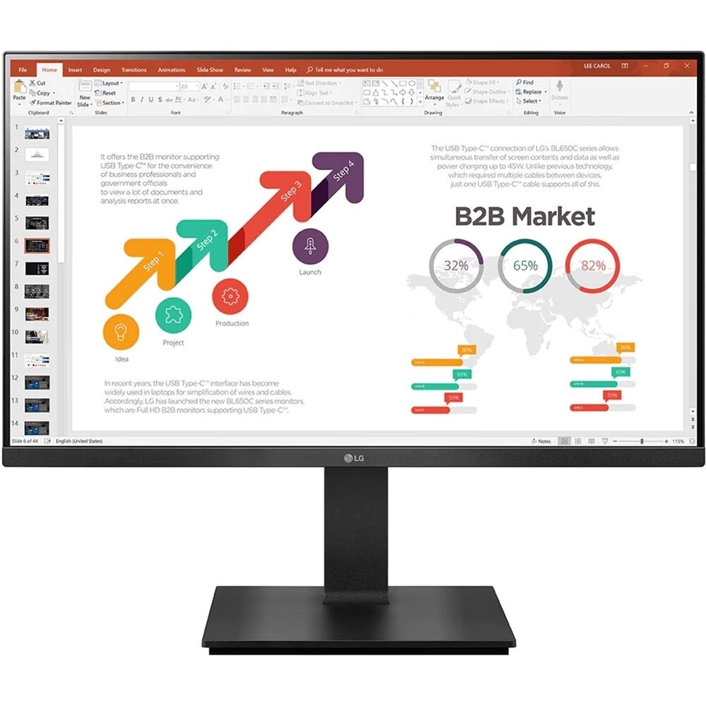 LG 24BP450Y-I 23.8" Full HD 100Hz 5ms IPS FreeSync Monitor HDMI DP D-SUB, Black
