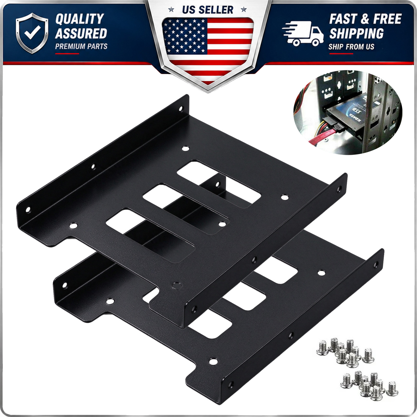 2.5 to 3.5 Inch SSD HDD Metal Mounting Bracket Hard Drive Adapter Dock Tray