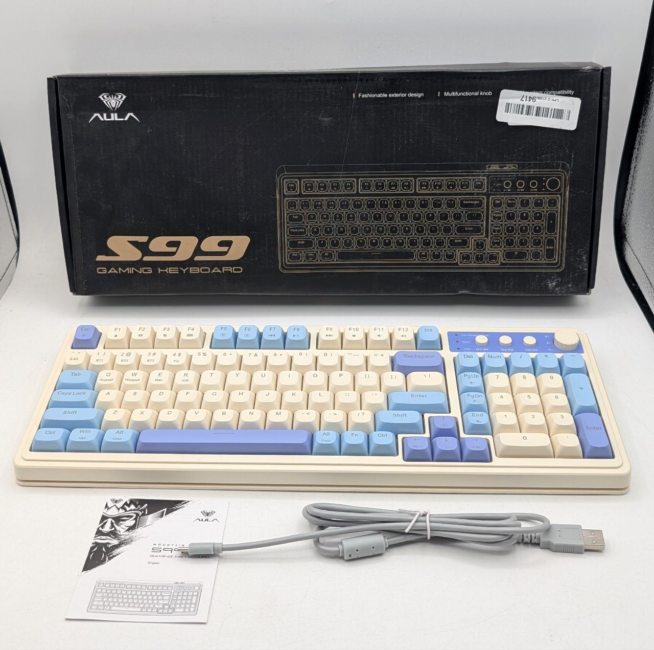 AULA 99 Key Mechanical Gaming  Keyboard, Bluetooth - S99, Beige/Purple