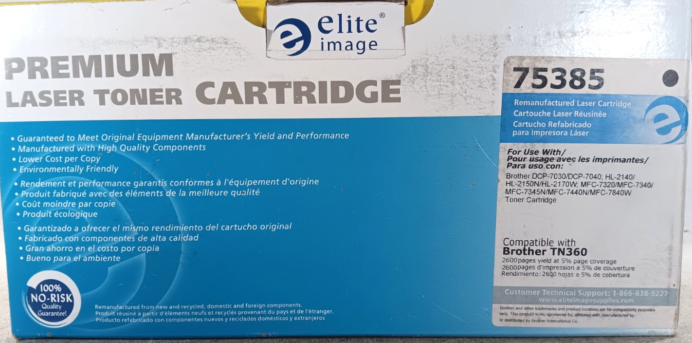 Elite Image Laser Toner Cartridge 2600 Page Yield Black (ELI75385) Brother TN360
