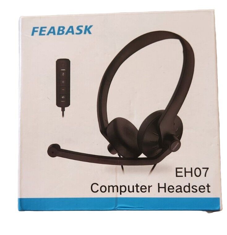 Feabask EH07 Computer Headset Noise-Cancelling Microphone PC Laptop 