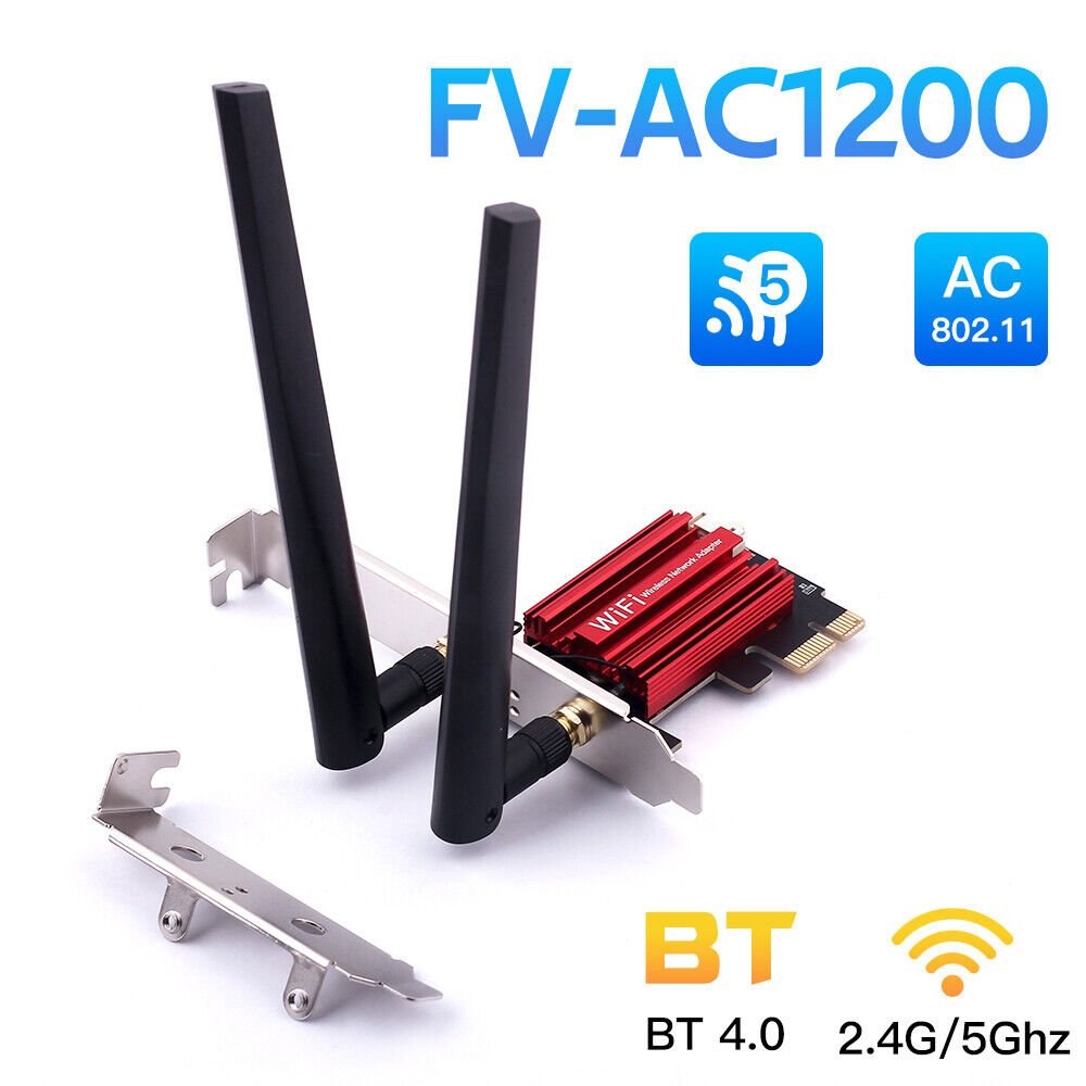 50pcs WiFi Bluetooth PCI-E Network Card Dual Band 1200Mbps WiFi Desktop Adapter