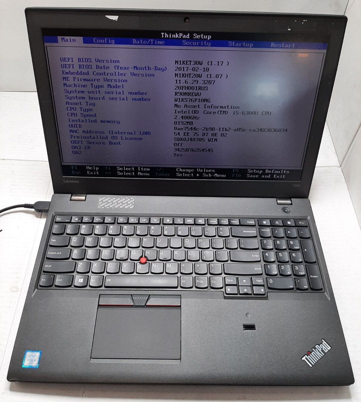 Lenovo T560 Thinkpad i5-6300U 2.4GHz 8GB RAM No SSD/OS BOOTS #97