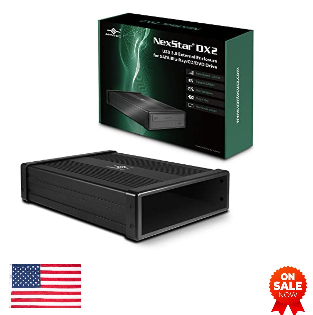 External Enclosure 5.25 Inch USB 3.0 SATA Blu-Ray CD DVD Optical Drive Aluminum