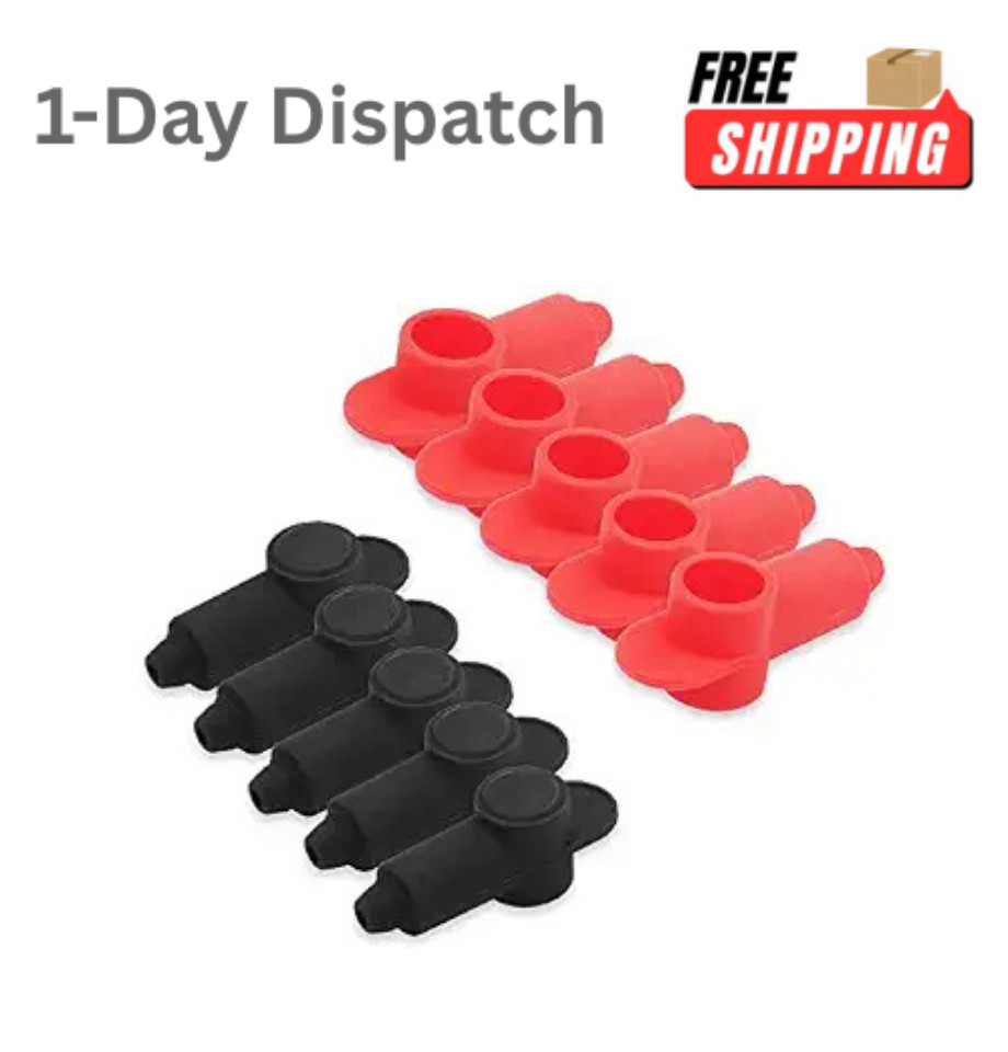 Recoil 10PK Silicone Terminal Covers Red/Black 3/8" 5/16" Studs