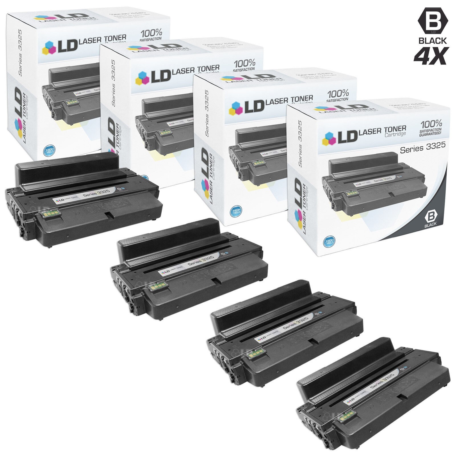 Compatible Xerox 106R02313 Set of 4 HY Black Laser Toner WorkCentre 3325 Printer