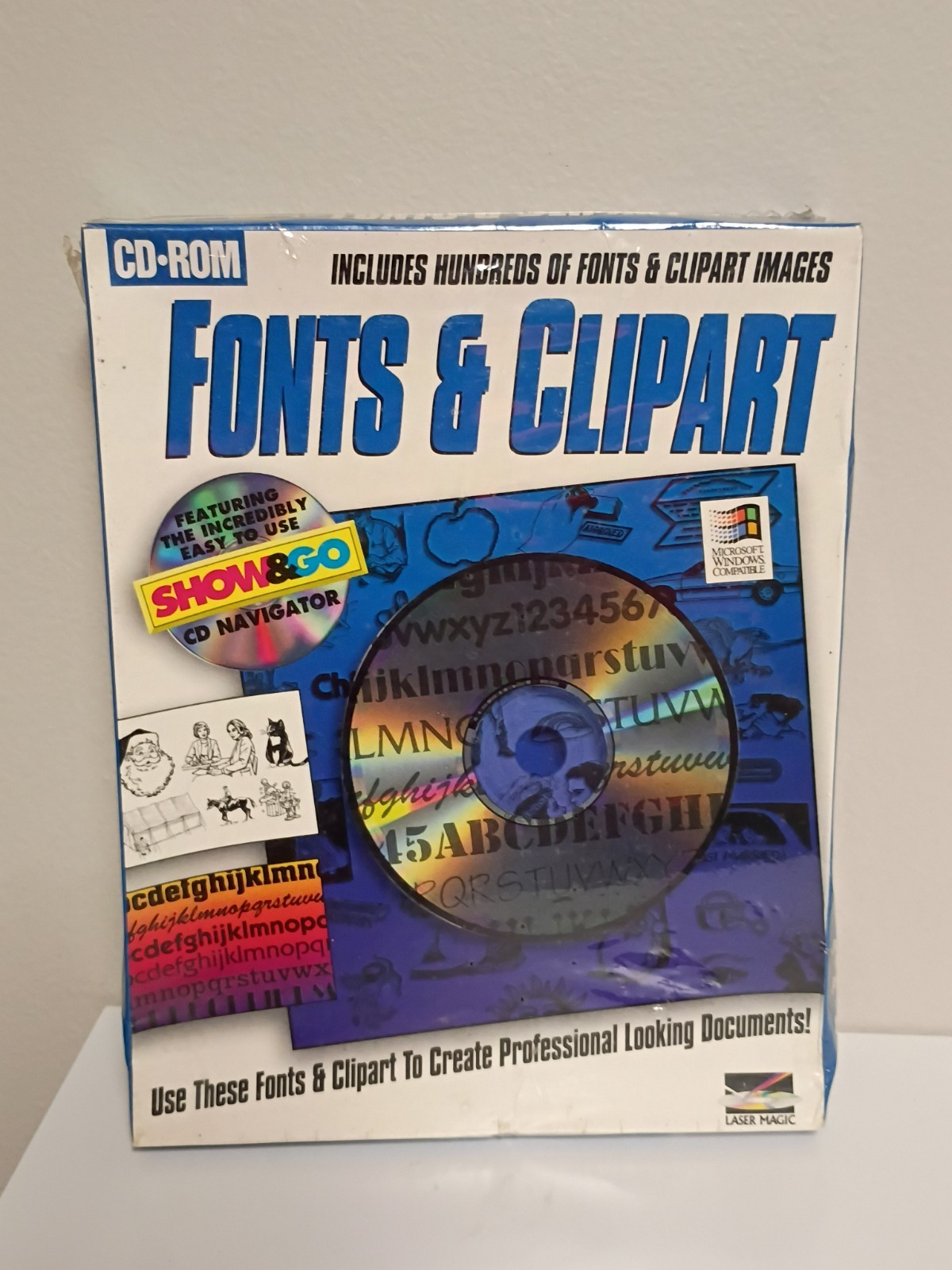 Fonts And Clipart PC CD Rom Vintage Software Factory Sealed New NOS Laser Magic