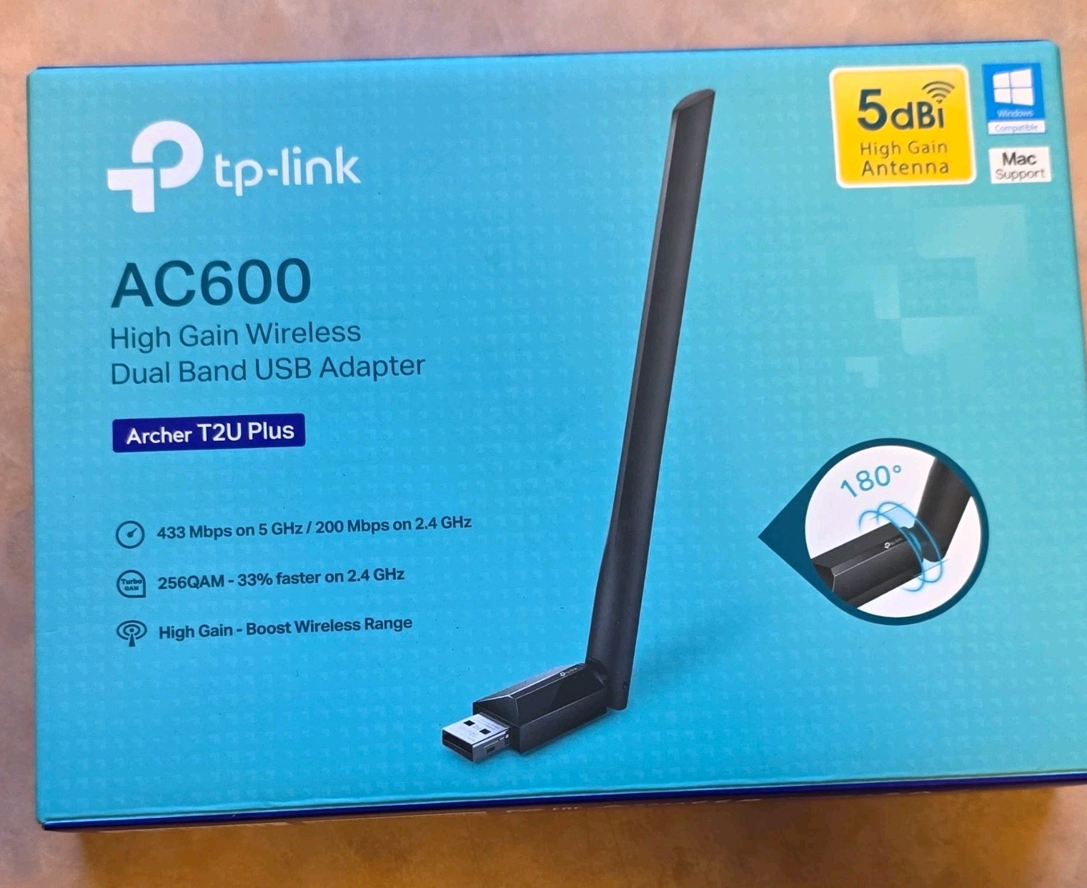 TP-LINK Archer T2U Plus AC600 Dual-Band USB 2.0 Wi-Fi Adapter High Gain