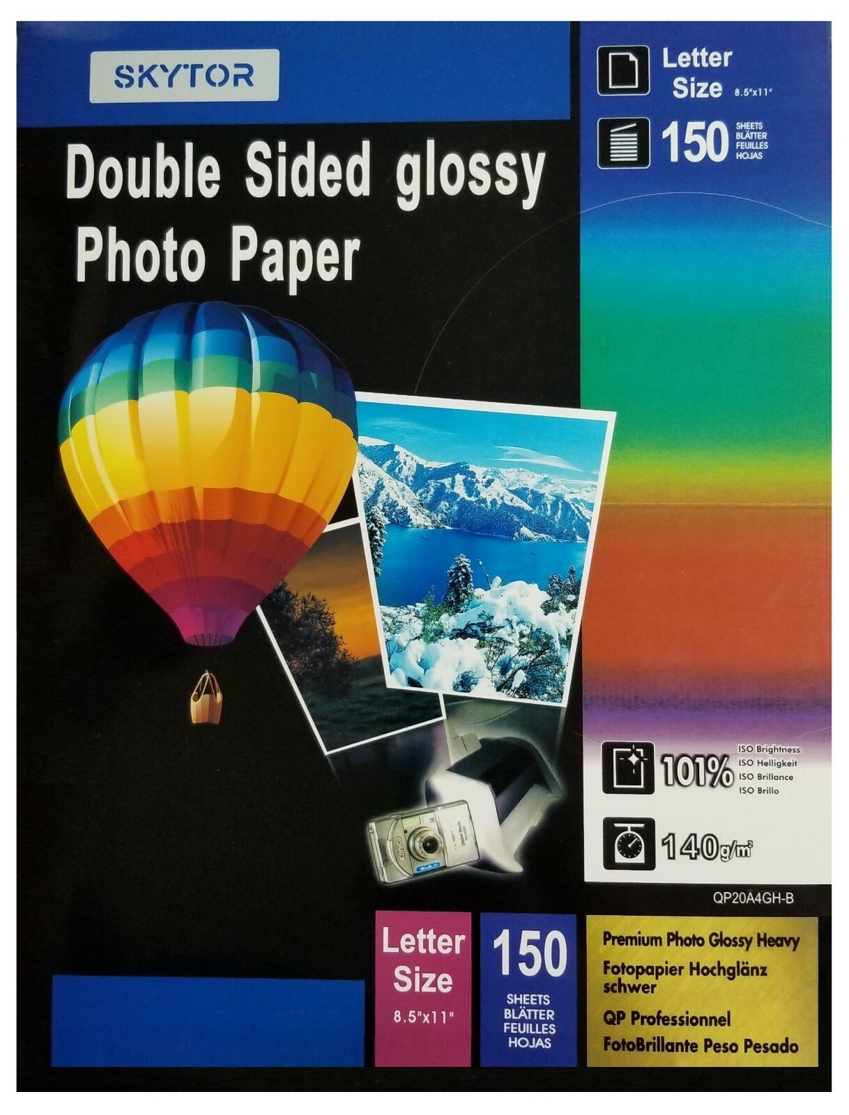 150 Sheets Glossy Inkjet Photo Paper Double Sided Brochure 140gsm / 37lbs