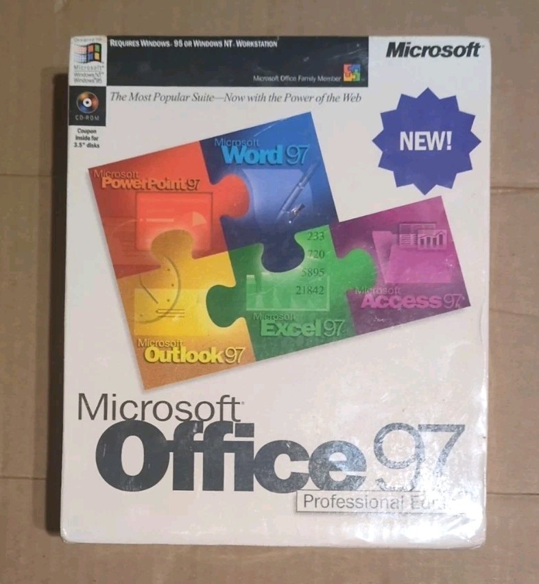 Microsoft Office 97 Professional Edition Complete Big Box Vintage SEALED