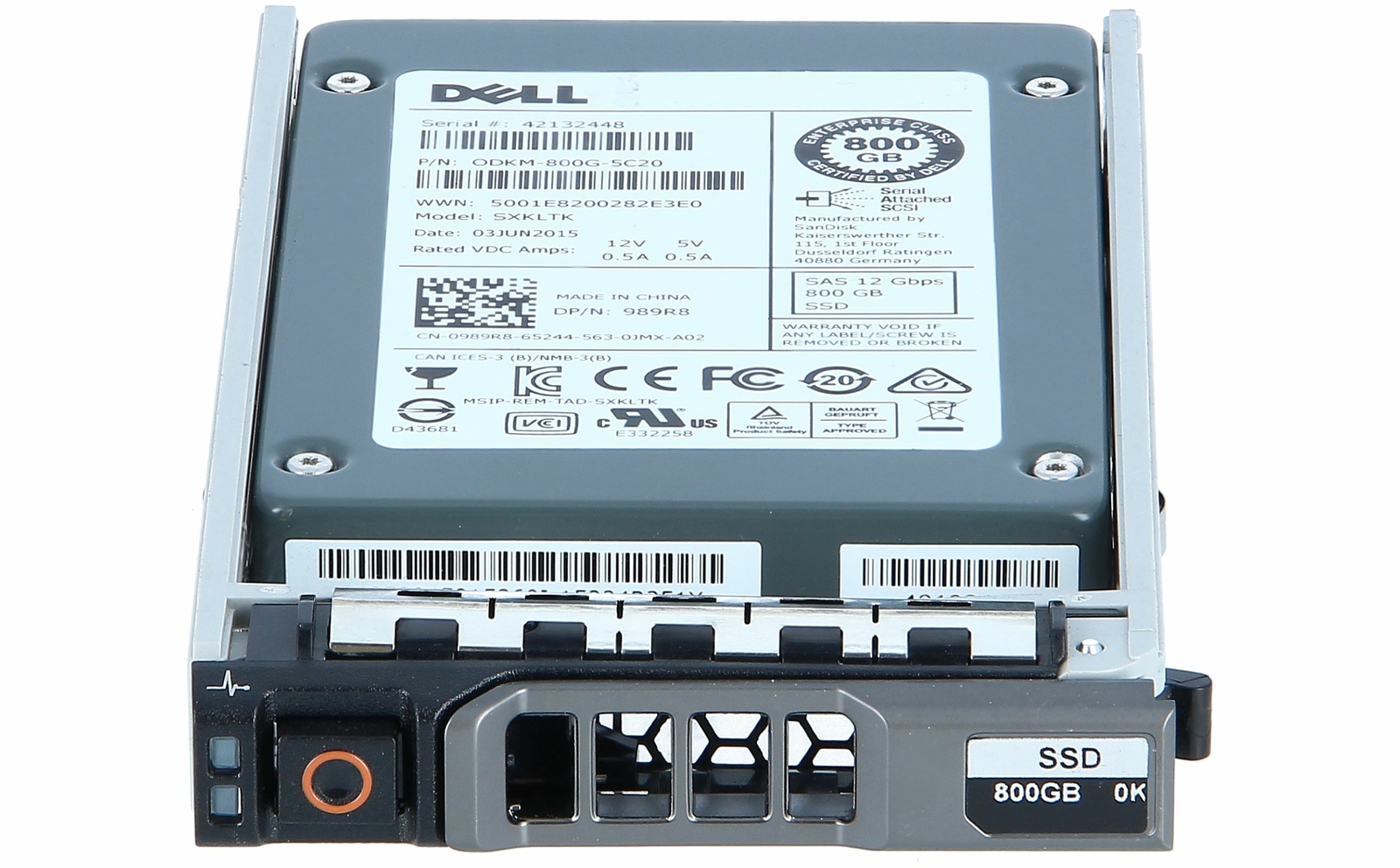 989R8 Dell 800GB MLC SAS 12G 2.5'' Solid State Drive 0989R8