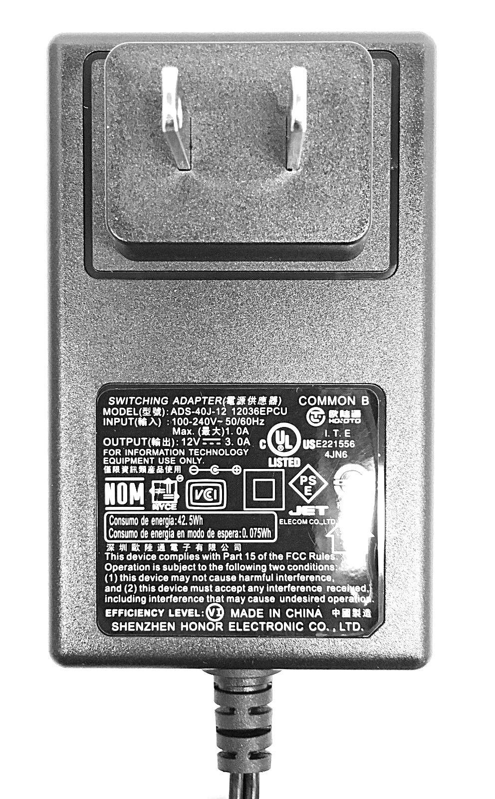 12V 3A ADS-40J-12 Honor Electronic AC Adapter Power Supply Switching Adapter