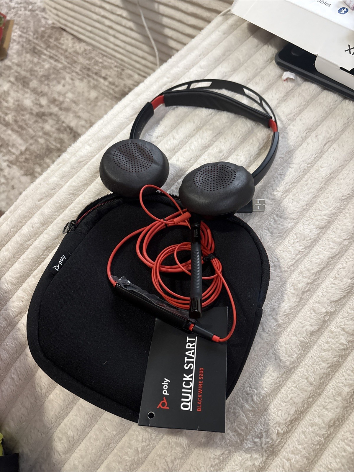 Poly Blackwire 5220 USB-C Headset w/ Boom Mic - Dual Ear Black/Red - New/Unused