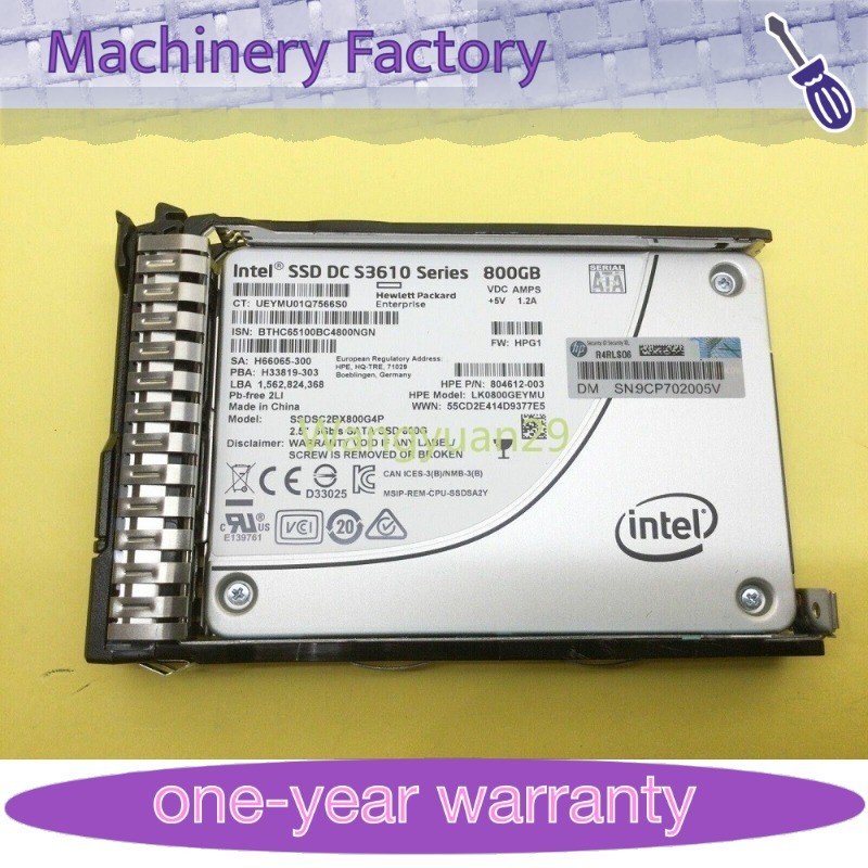 NEW HPE 2.5" 800GB SATA 6G G8 G9 Gen10 Server SSD Replace 804599-B21 805365-001