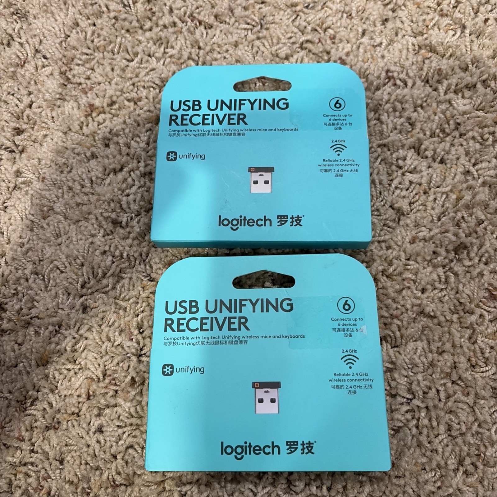 2 Pack Logitech USB Unifying Wireless Receiver