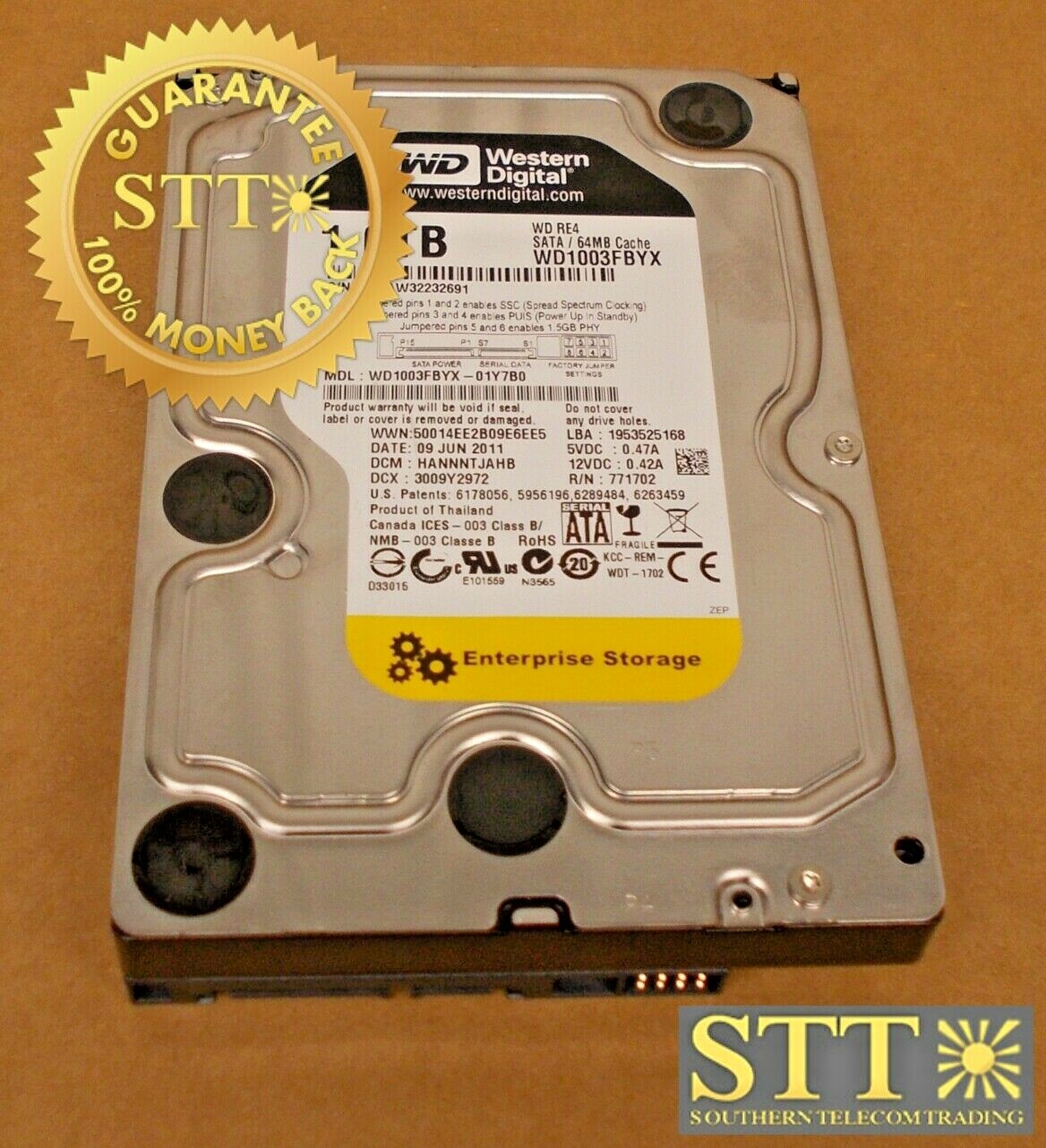 WD1003FBYX-01Y7B0 WESTERN DIGITAL RE4 1TB 64MB CACHE SATA 3.0GB/S 3.5" HD