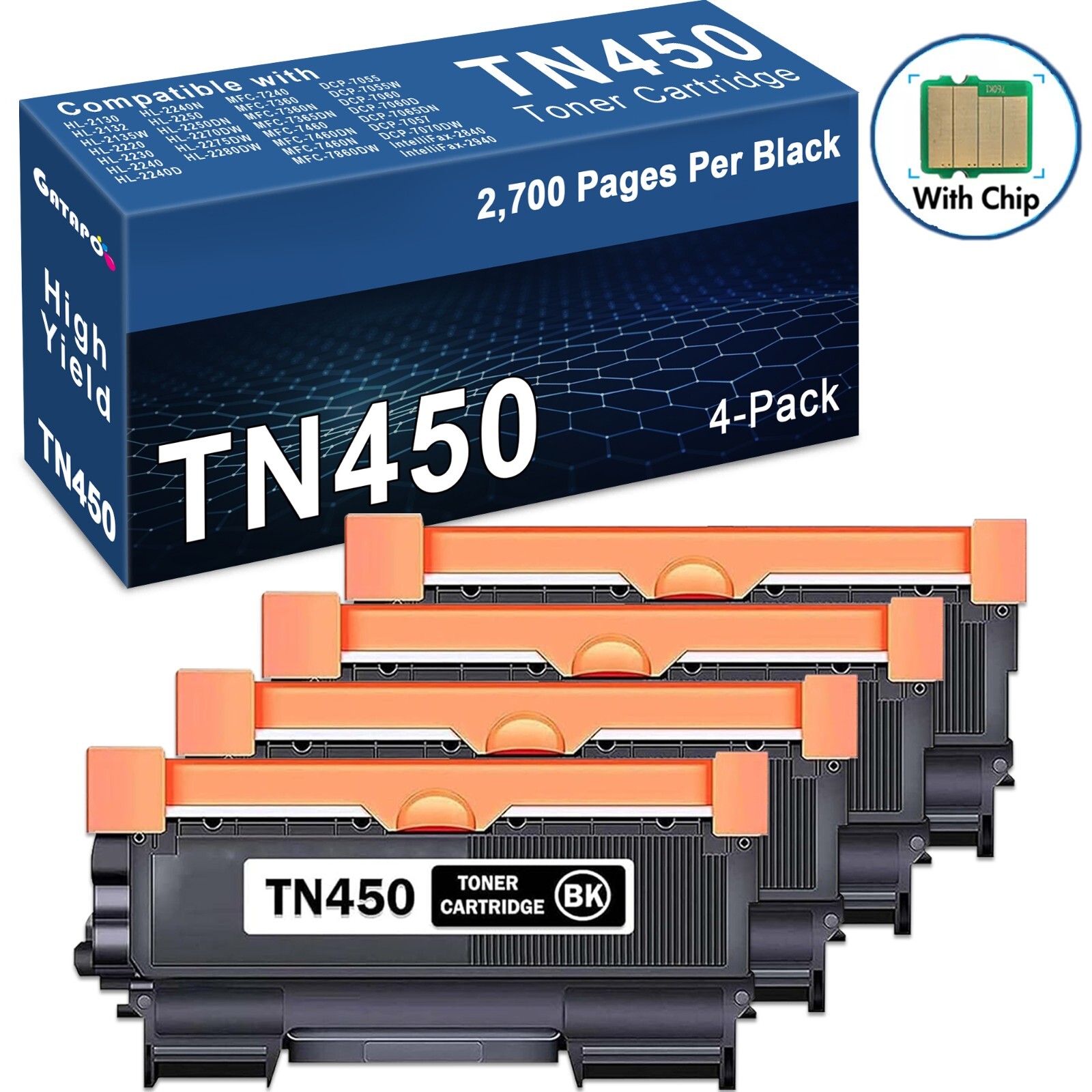4PK TN450 Toner Cartridge for Brother HL-2270DW HL-2275DW HL2280DW TN420