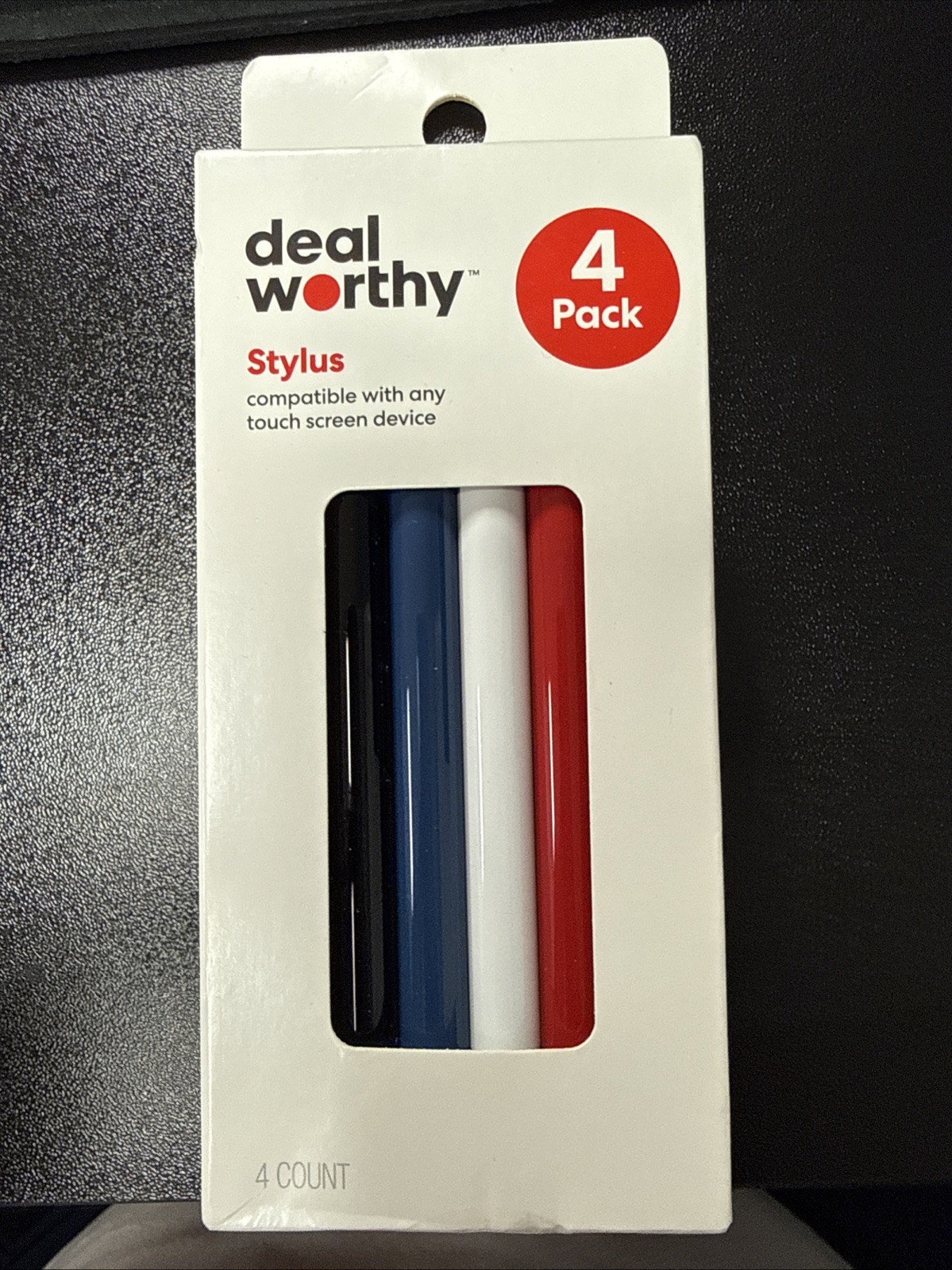 Deal Worthy Stylus Set - Black, Red, Blue, White 4 Pack New in Box