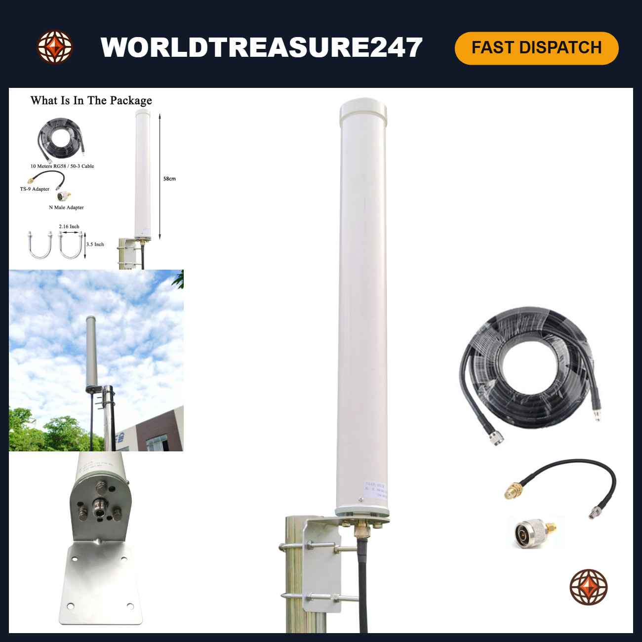 High Gain 5G 4G LTE Omni-Directional Antenna 12dBi for Modem Router Cell Signal