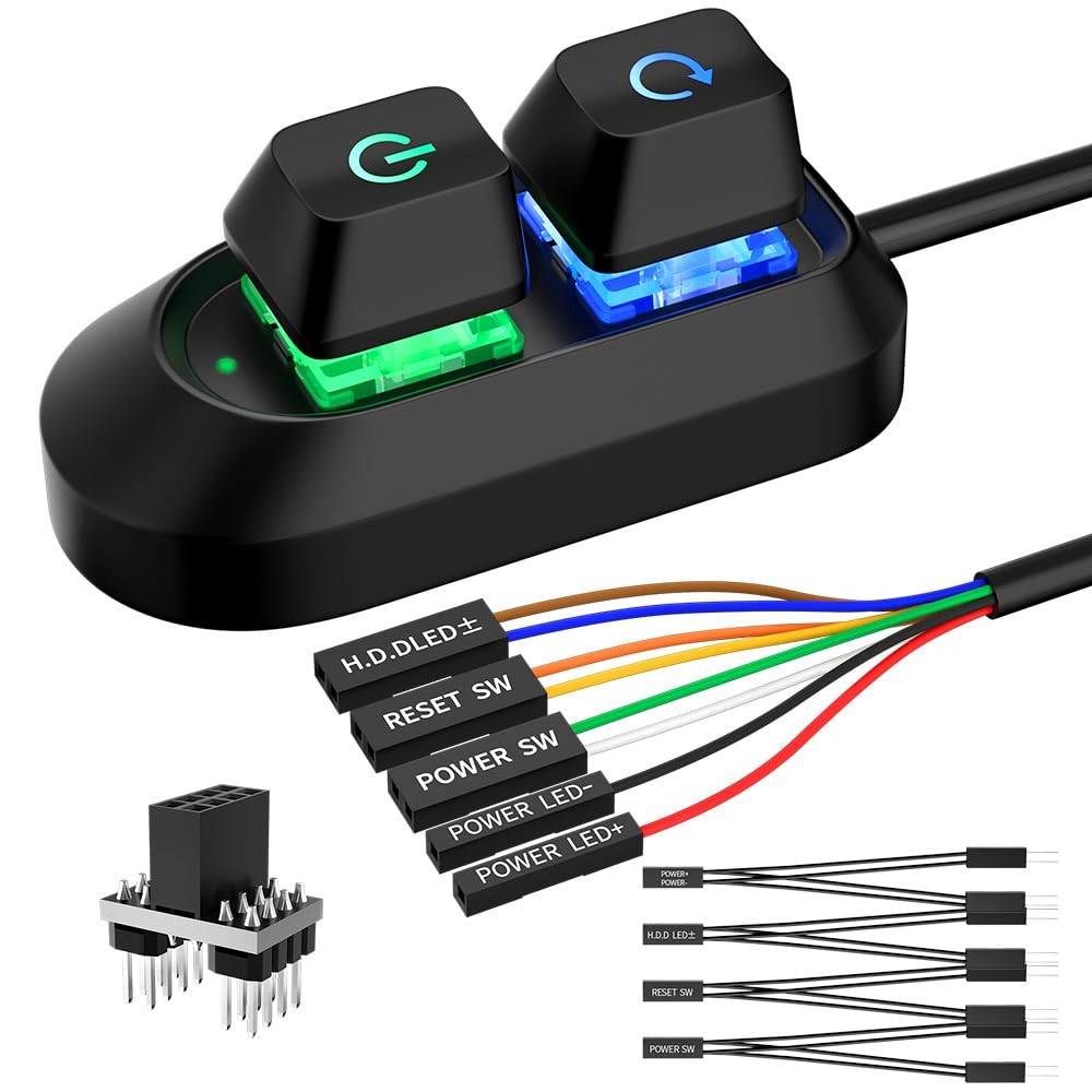 PC Power Button, Desktop Switch Splitter ON Off Reset SW HDD LED External...