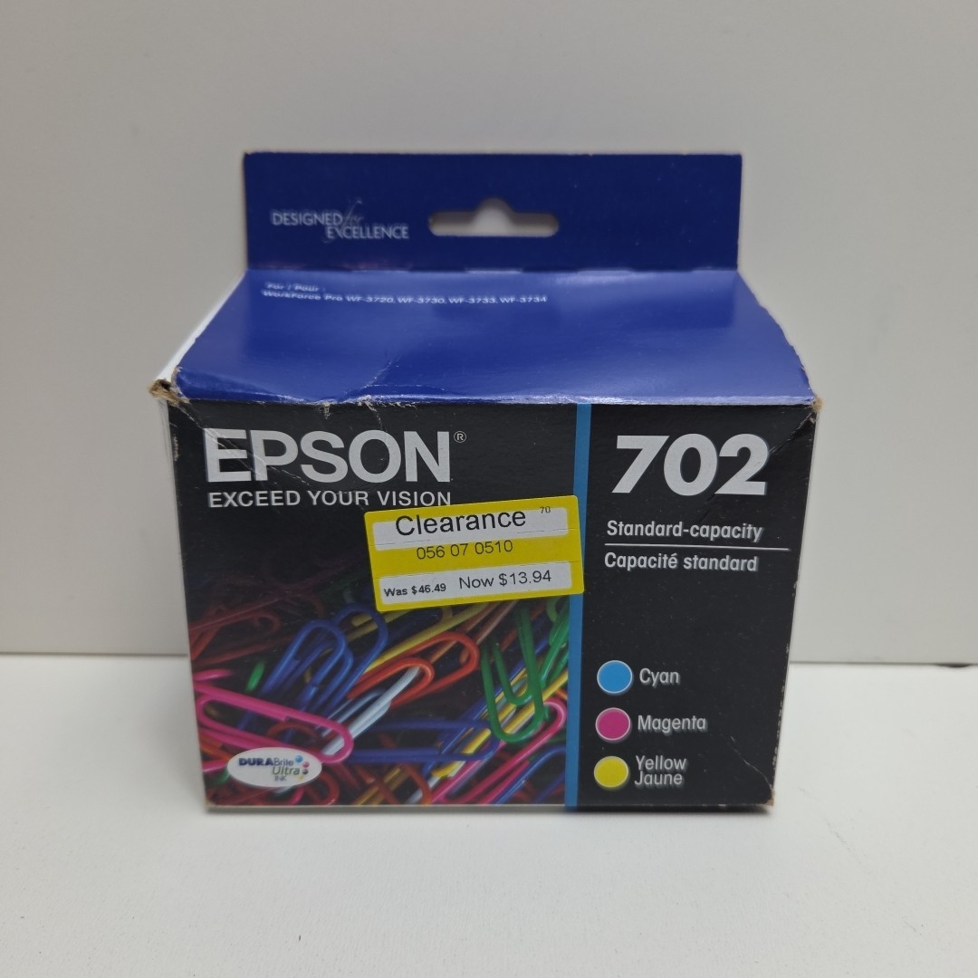 NEW GENUINE - EPSON 702 COLOR SET INK CARTRIDGES - T702520 Sealed Box 06/2026