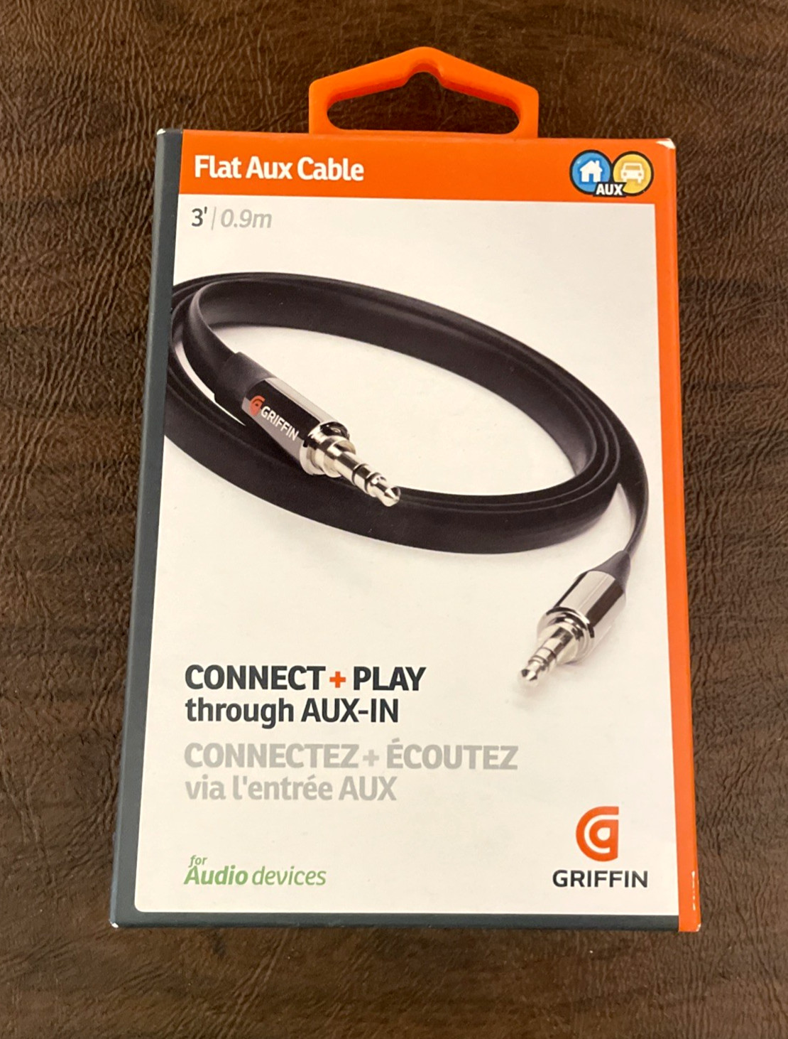 Griffin GC17103 Auxiliary 3.5mm to 3.5mm 3FT Black Audio Headphone Flat Cable