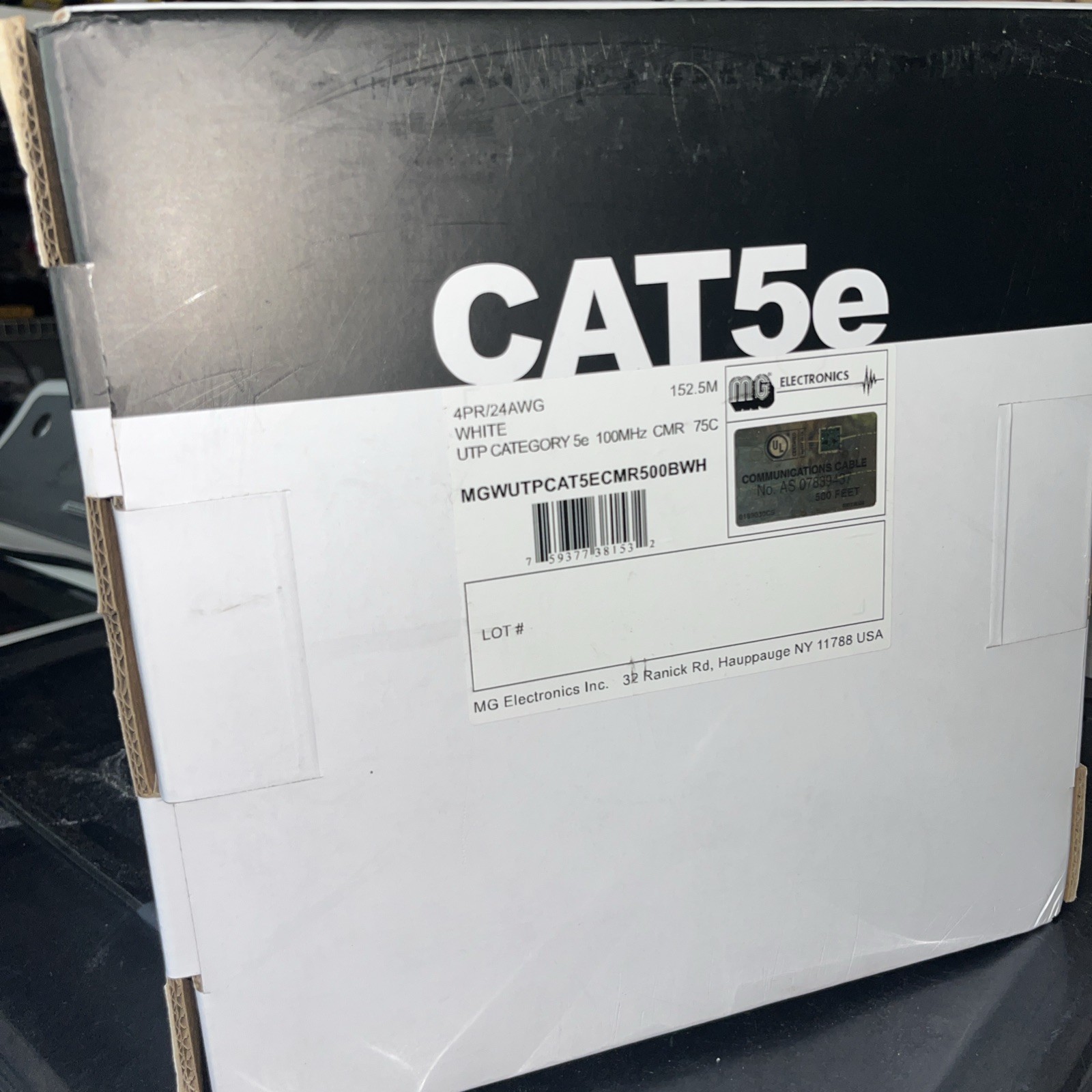 MG Electronics UTP CAT 5e 100MHz CMR/CMX 75C 500ft Solid Copper Ethernet Cable