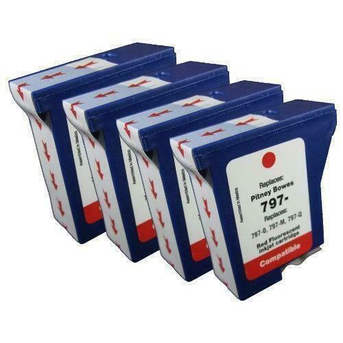 4PK 797-M Red Ink Cartridge Pitney Bowes MailStation K7M0 K7M0 mail