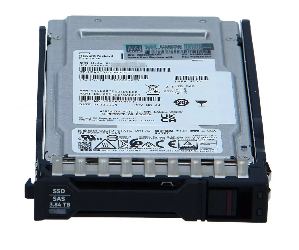 HPE P40512-B21 3.84TB P41537-001 SAS 12G 2.5" MU SFF BC GEN10 PLUS V2 Server SSD