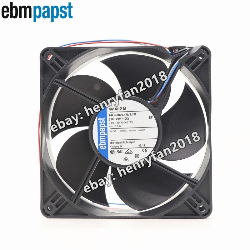 Ebmpapst Fan 4414/12M Axial Fan 24V 0.17A 4.1W 120*120*38mm 3-Wire Cooling Fan